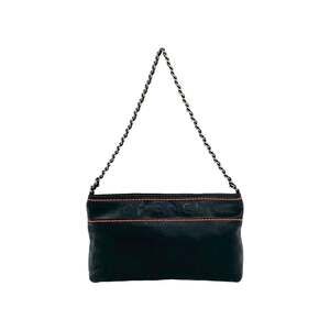 CHANEL Vintage Black Lambskin Leather Shoulder Bag